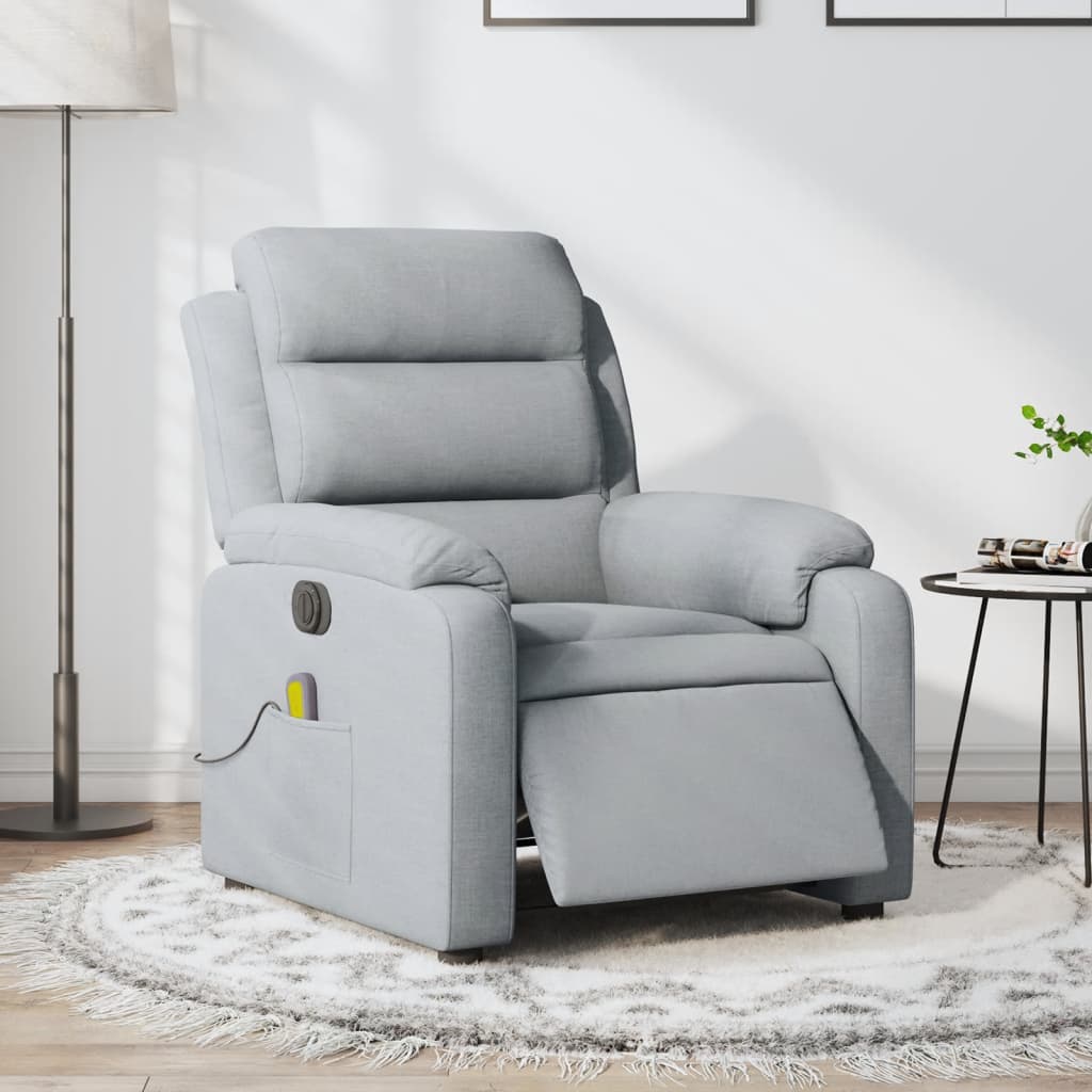 Electric Massage Recliner Chair Light Grey Fabric