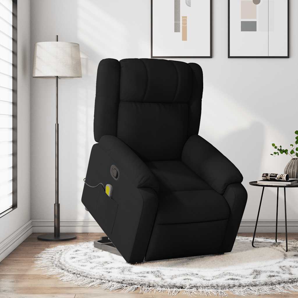 Stand up Massage Recliner Chair Black Fabric