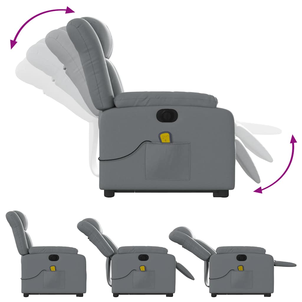 Electric Stand up Massage Recliner Chair Grey Faux Leather