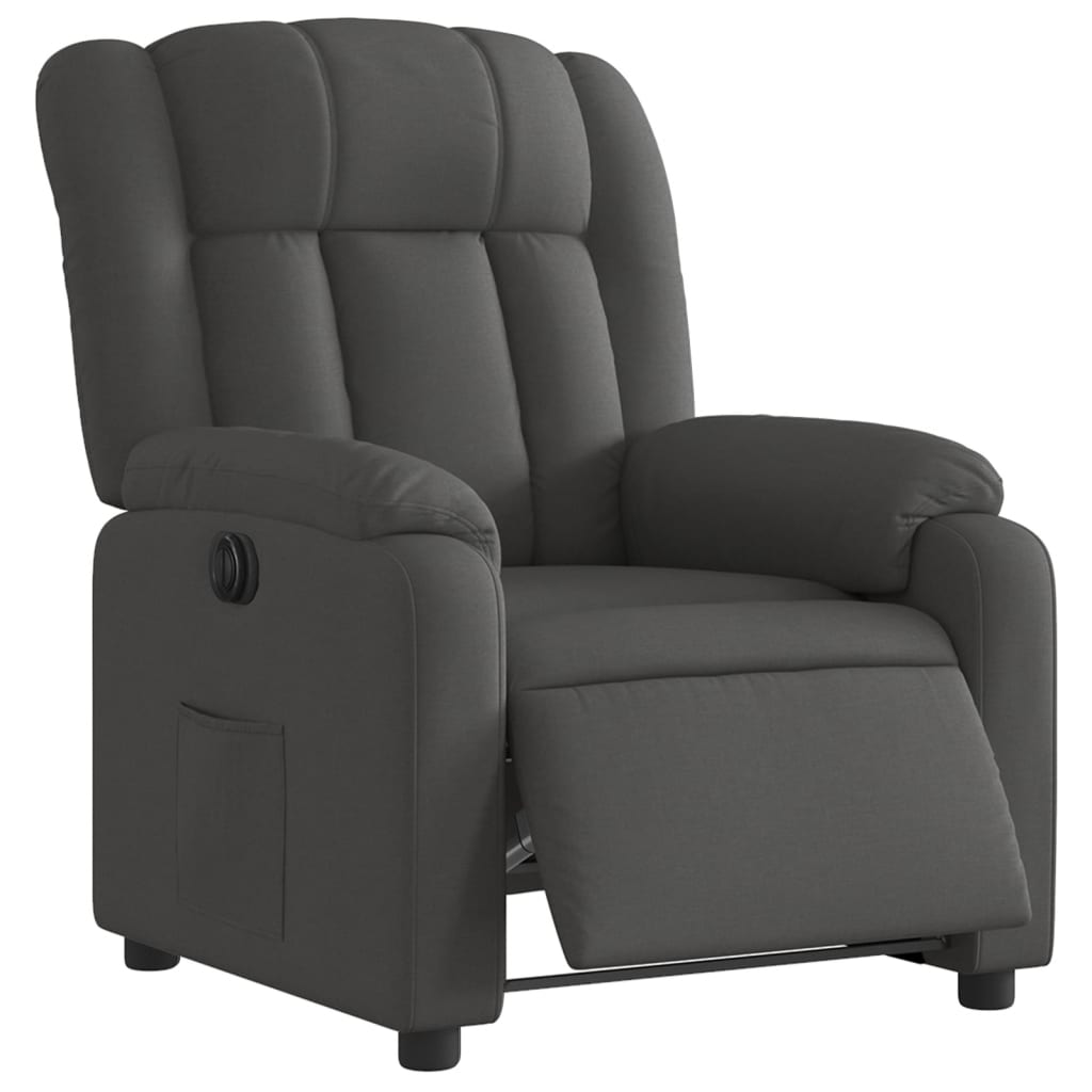 Electric Recliner Chair Dark Grey Fabric