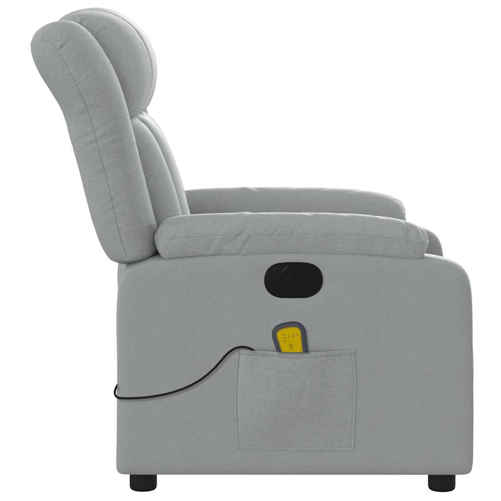Electric Massage Recliner Chair Light Grey Fabric