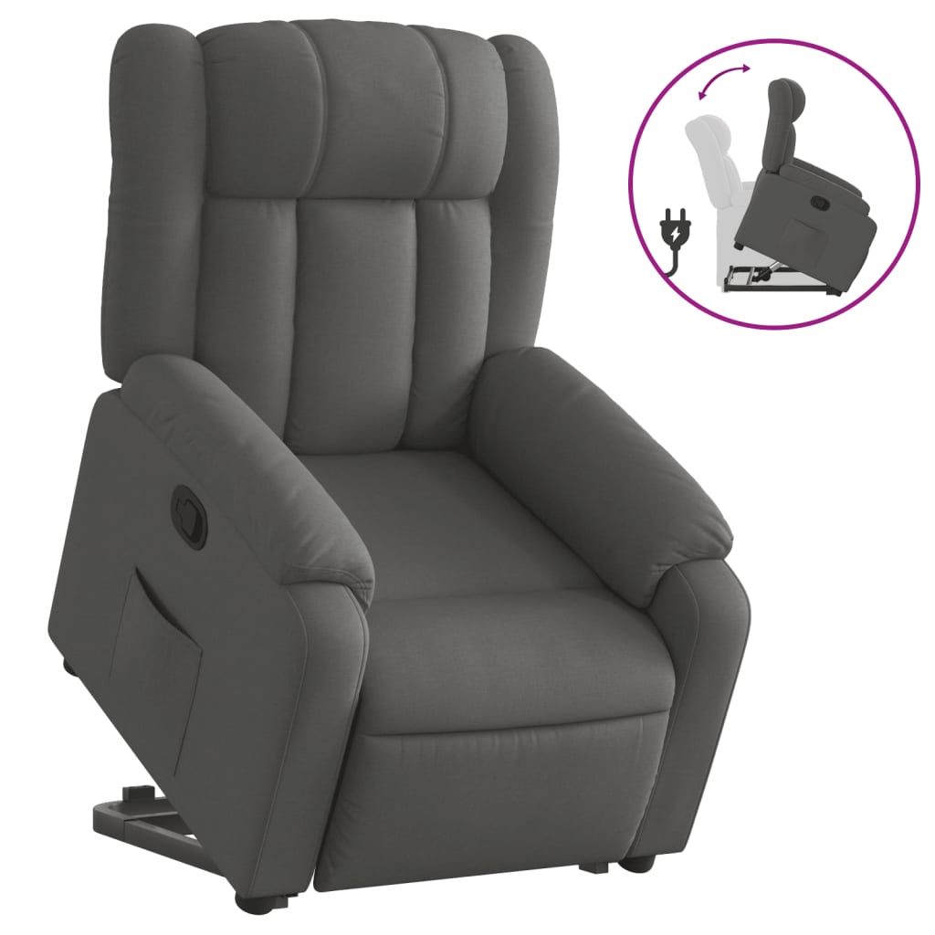 Stand up Recliner Chair Dark Grey Fabric