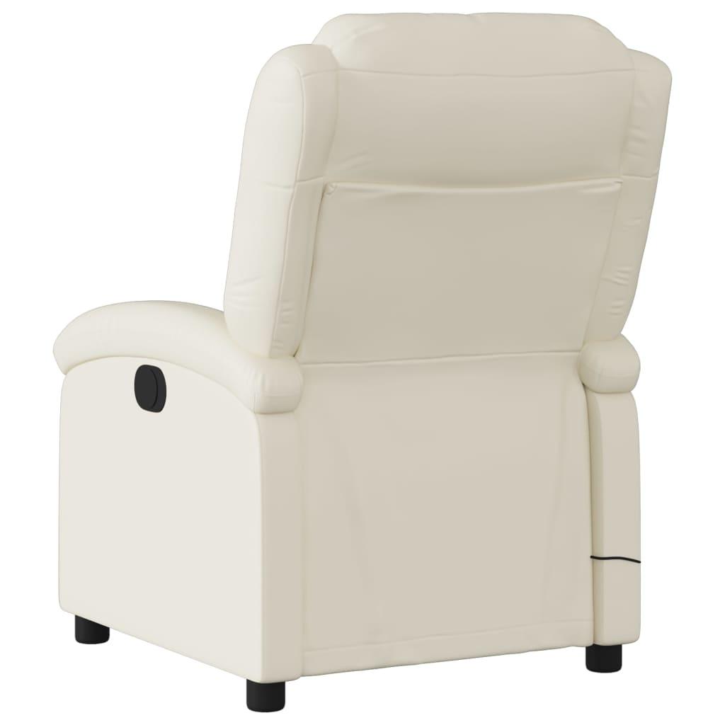 Massage Recliner Chair Cream Faux Leather