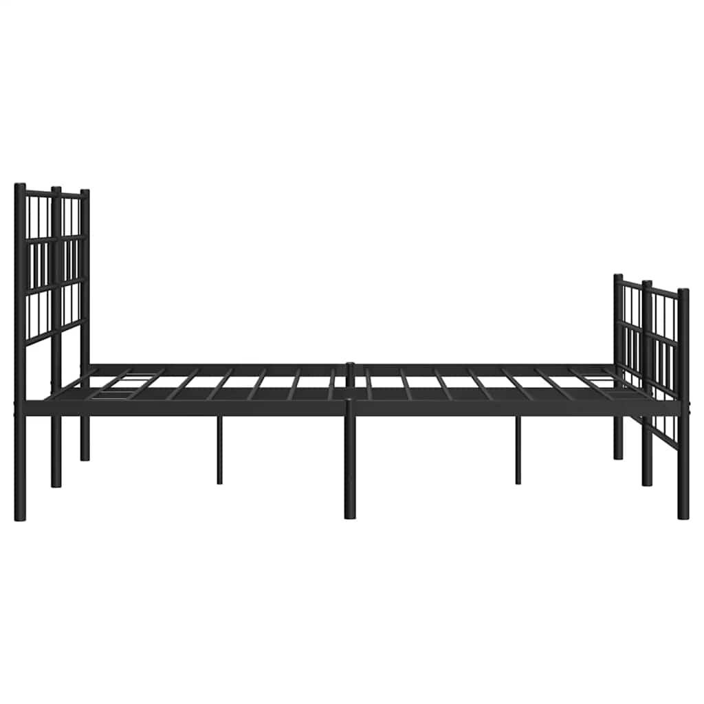 Metal Bed Frame without Mattress with Footboard Black 150x200 cm