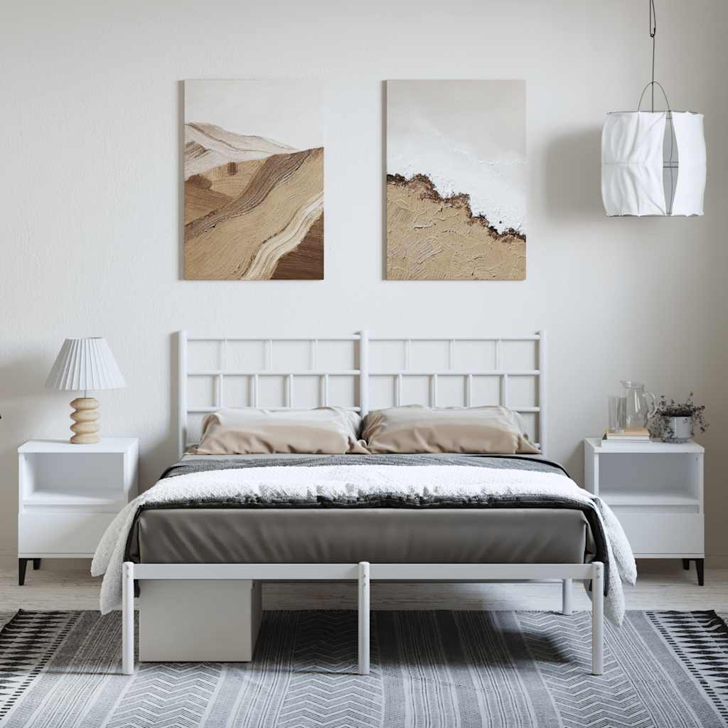 Metal Bed Frame without Mattress with Headboard White 150x200 cm