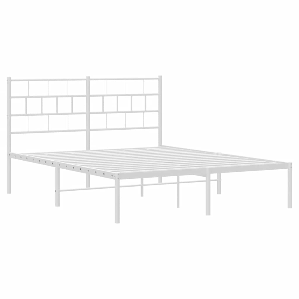 Metal Bed Frame without Mattress with Headboard White 150x200 cm