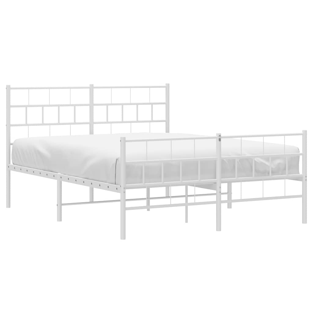 Metal Bed Frame without Mattress with Footboard White 135x190 cm