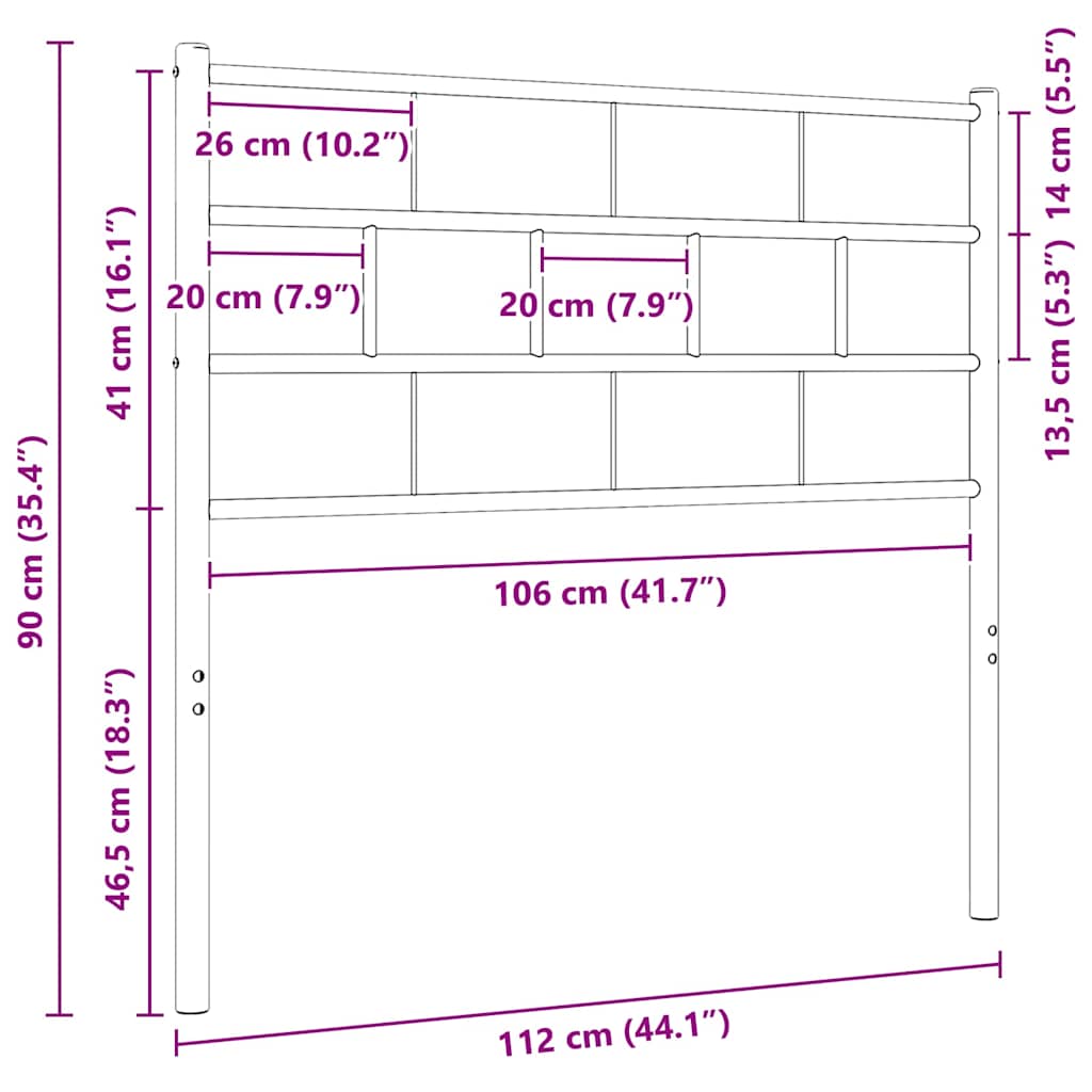 Metal Replace Headboard White 107 cm