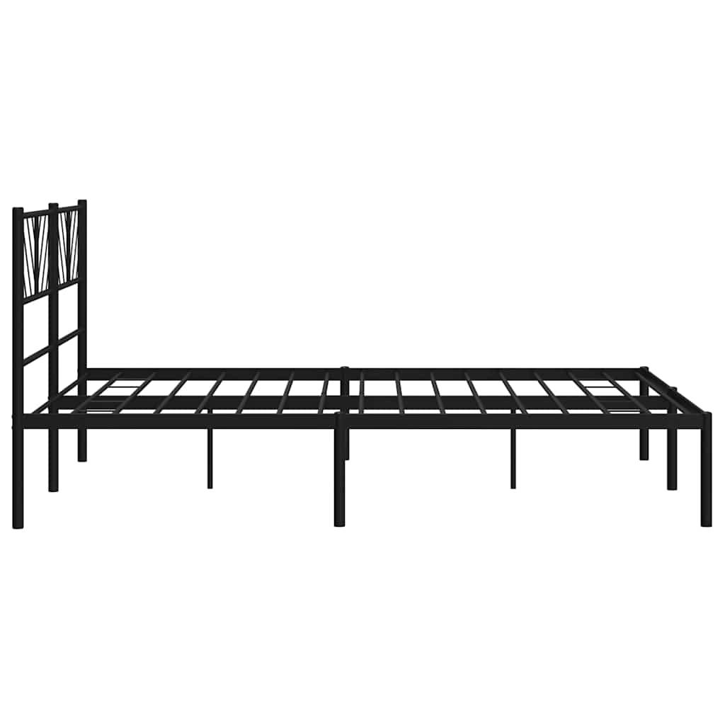 Metal Bed Frame without Mattress with Headboard Black 150x200 cm
