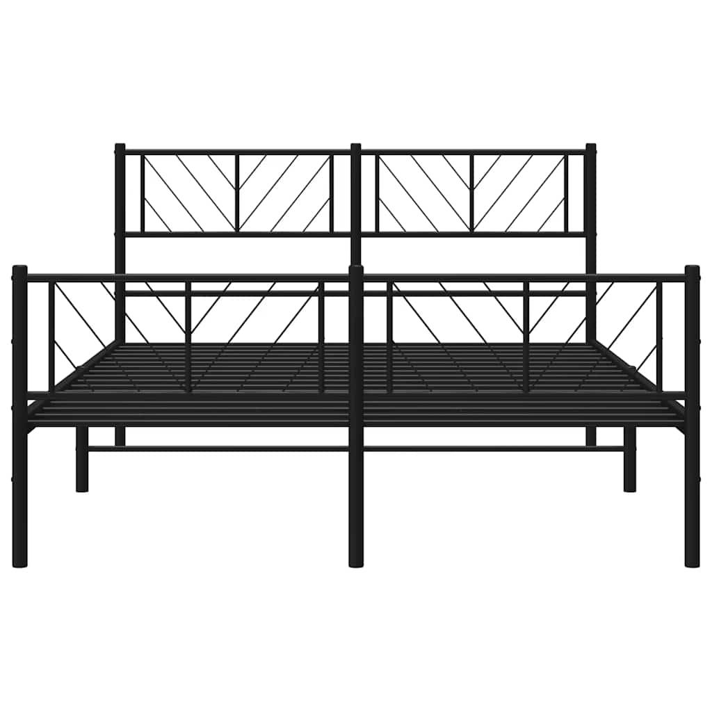 Metal Bed Frame without Mattress with Footboard Black 135x190 cm