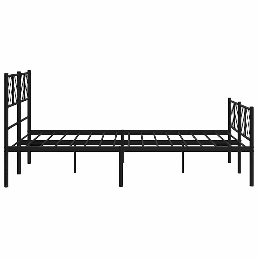 Metal Bed Frame without Mattress with Footboard Black 135x190 cm