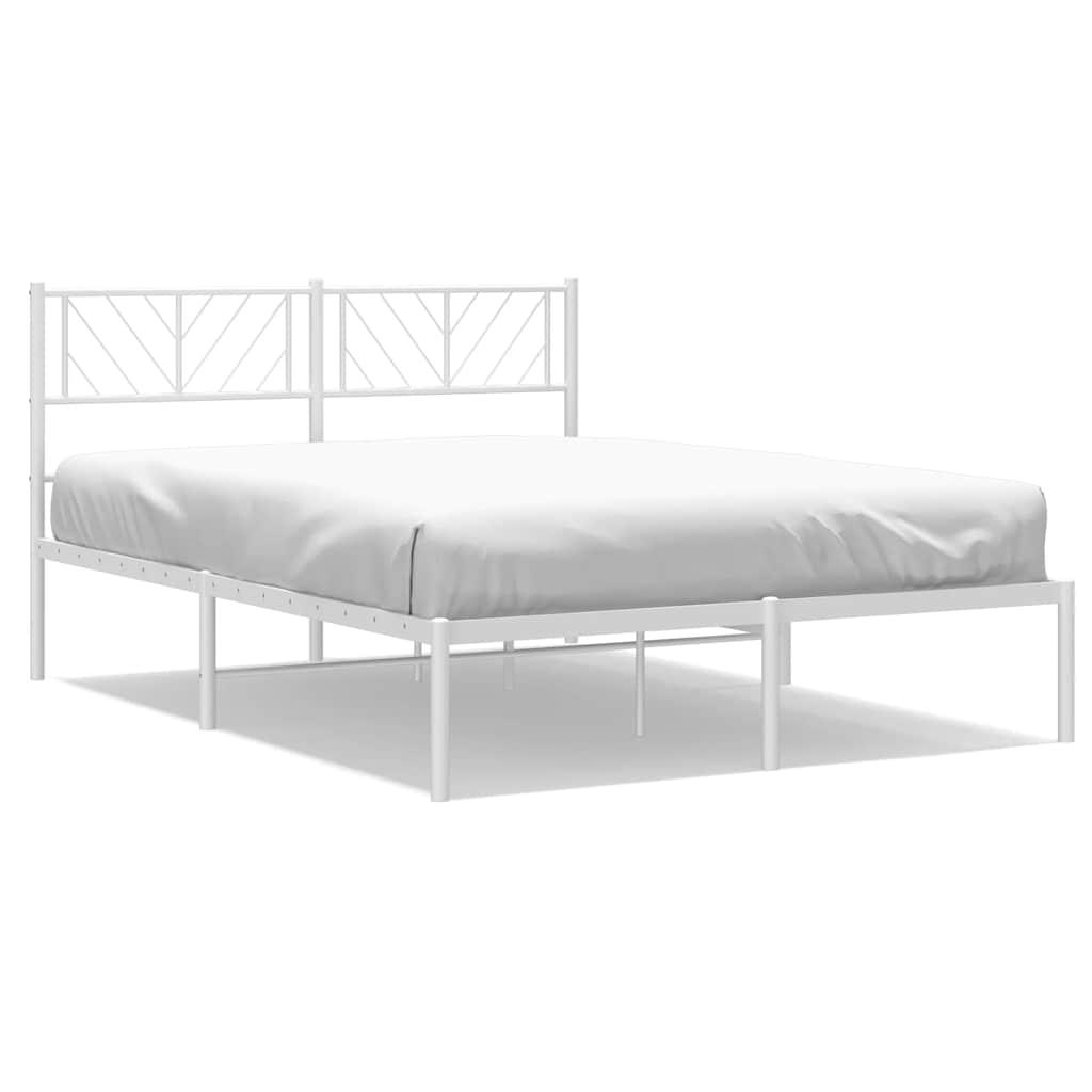 Metal Bed Frame without Mattress with Headboard White 135x190 cm