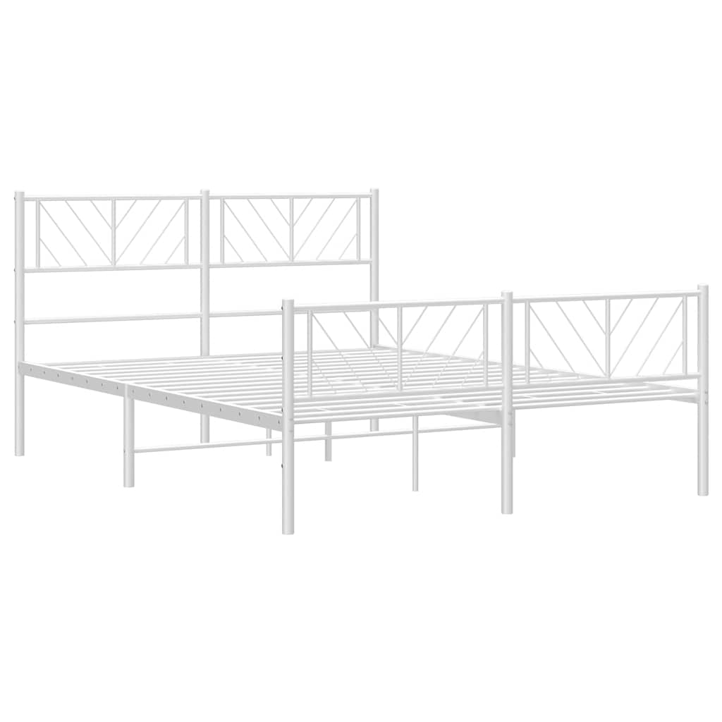 Metal Bed Frame without Mattress with Footboard White 150x200 cm