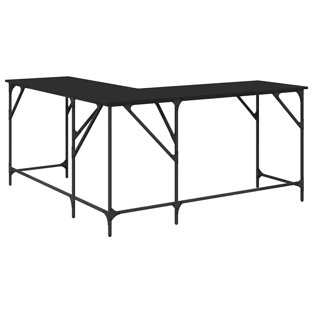 Desk Black 149x149x75 cm Engineered Wood
