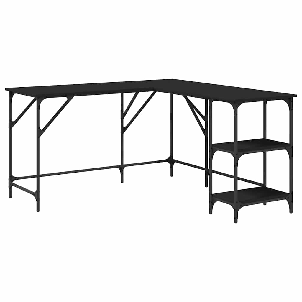 Desk Black 139x139x75 cm Engineered Wood