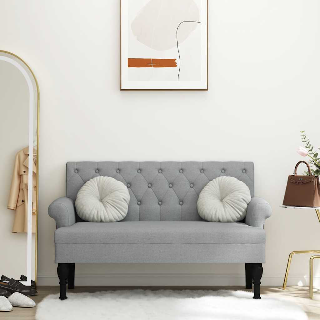 Bench with Backrest Light Grey 120x62x75.5 cm Fabric