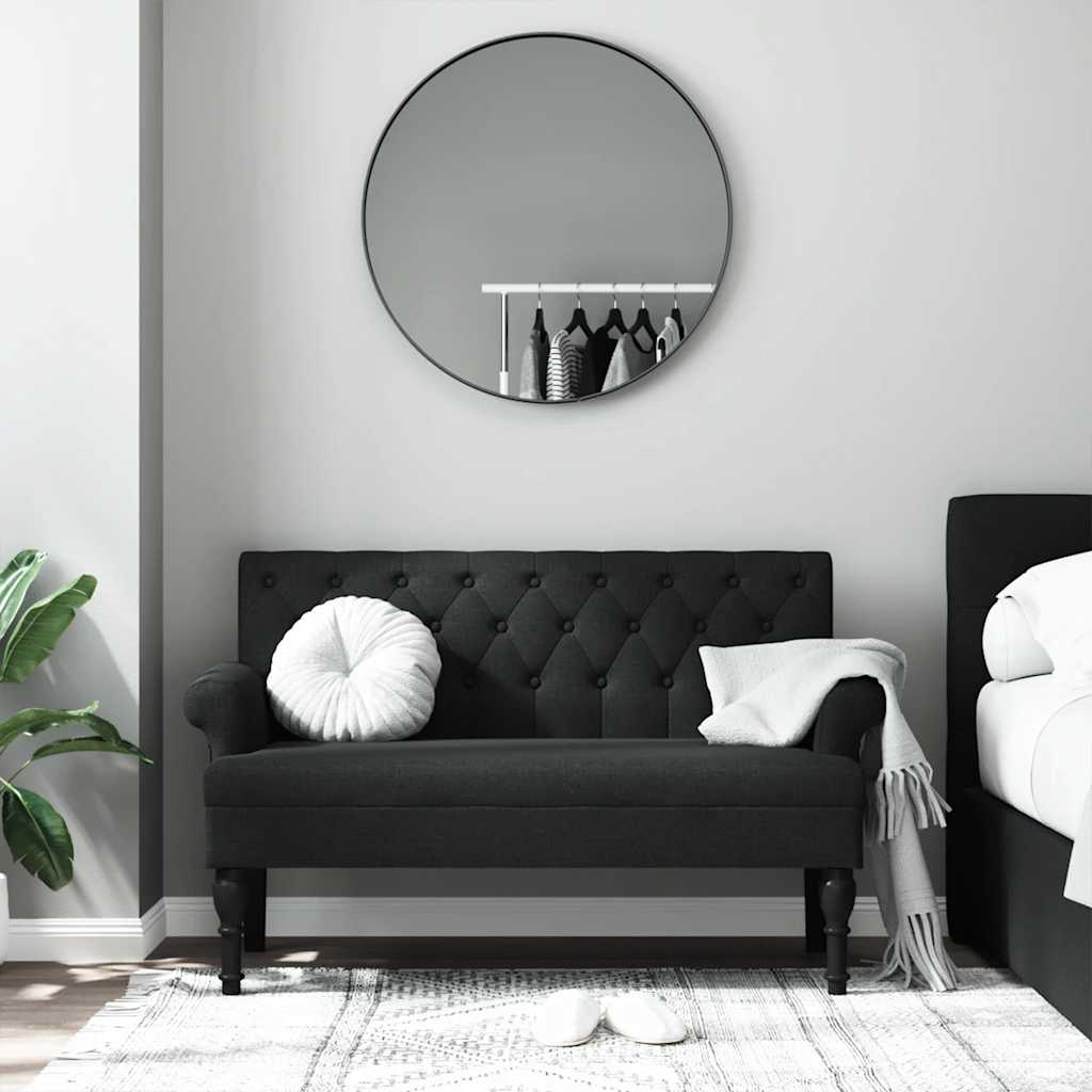 Bench with Backrest Black 120x62x75.5 cm Fabric