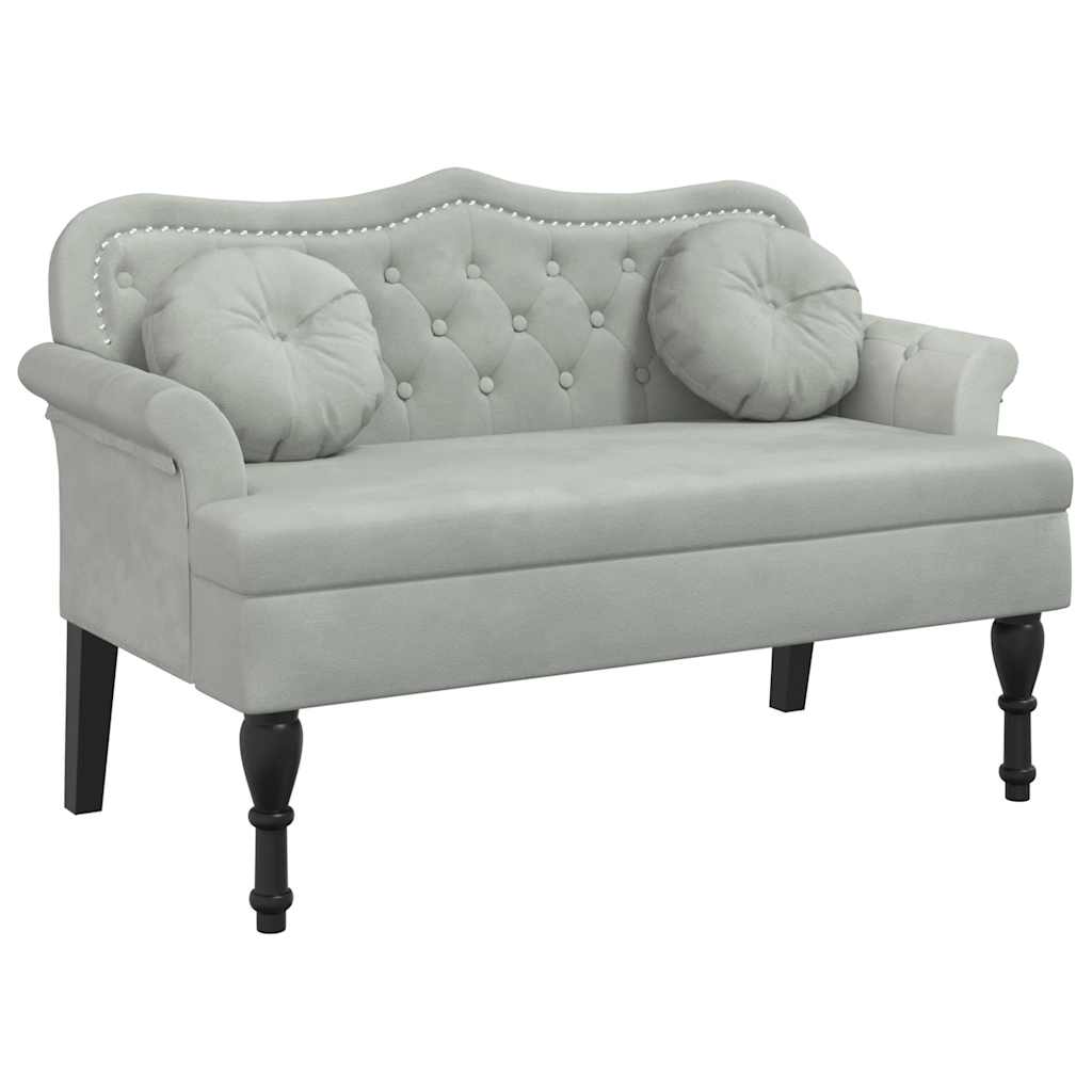Bench with Cushions Light Grey 120.5x65x75 cm Velvet