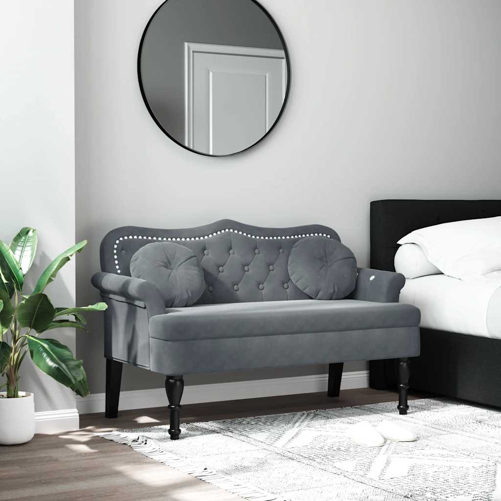 Bench with Cushions Dark Grey 120.5x65x75 cm Velvet