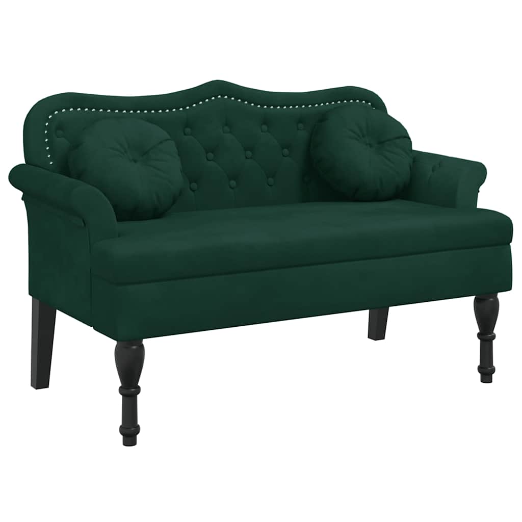 Bench with Cushions Dark Green 120.5x65x75 cm Velvet
