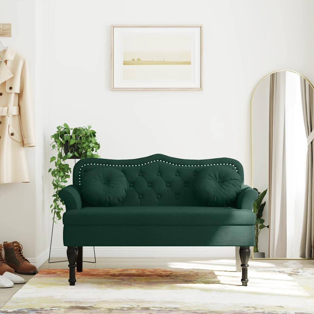 Bench with Cushions Dark Green 120.5x65x75 cm Velvet