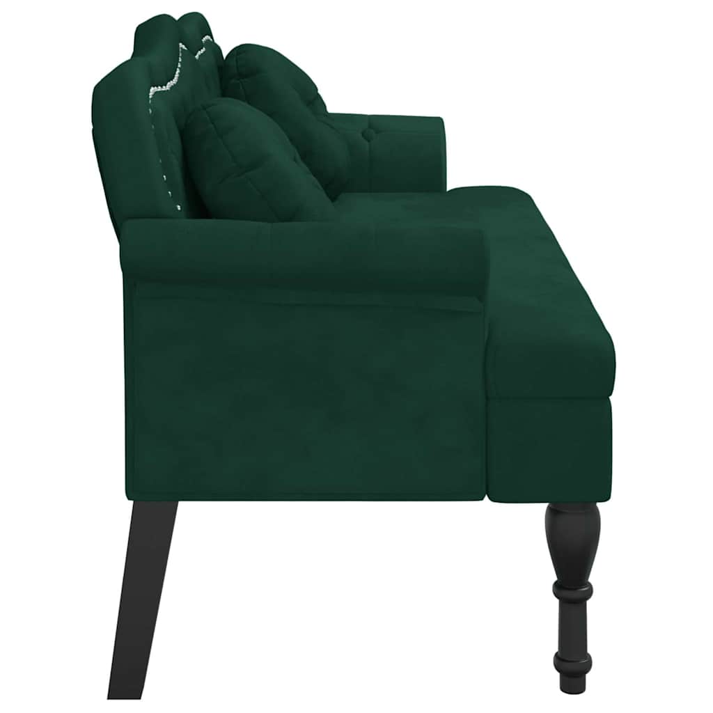 Bench with Cushions Dark Green 120.5x65x75 cm Velvet
