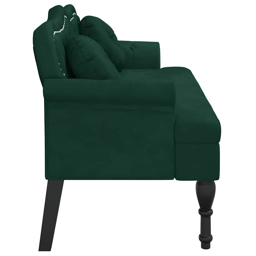 Bench with Cushions Dark Green 120.5x65x75 cm Velvet