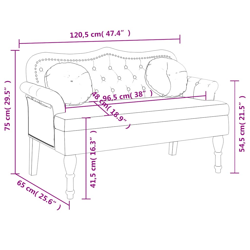 Bench with Cushions Pink 120.5x65x75 cm Velvet