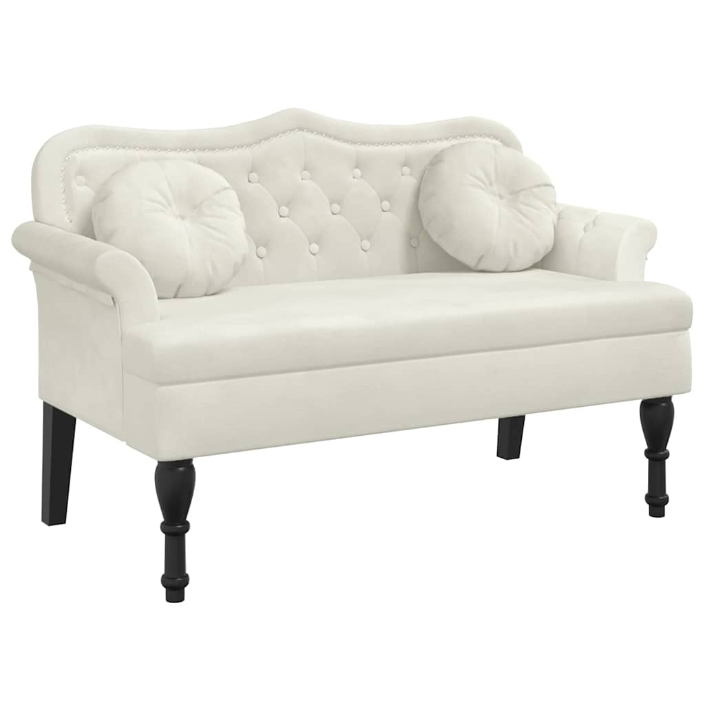 Bench with Cushions Cream 120.5x65x75 cm Velvet