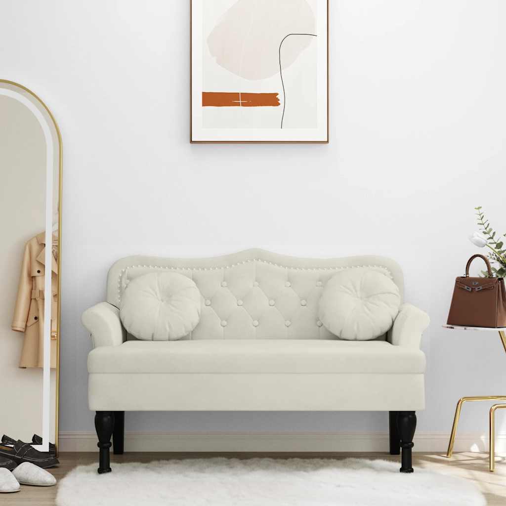 Bench with Cushions Cream 120.5x65x75 cm Velvet