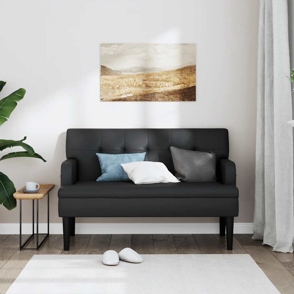 Bench with Backrest Black 112x65.5x75 cm Faux Leather