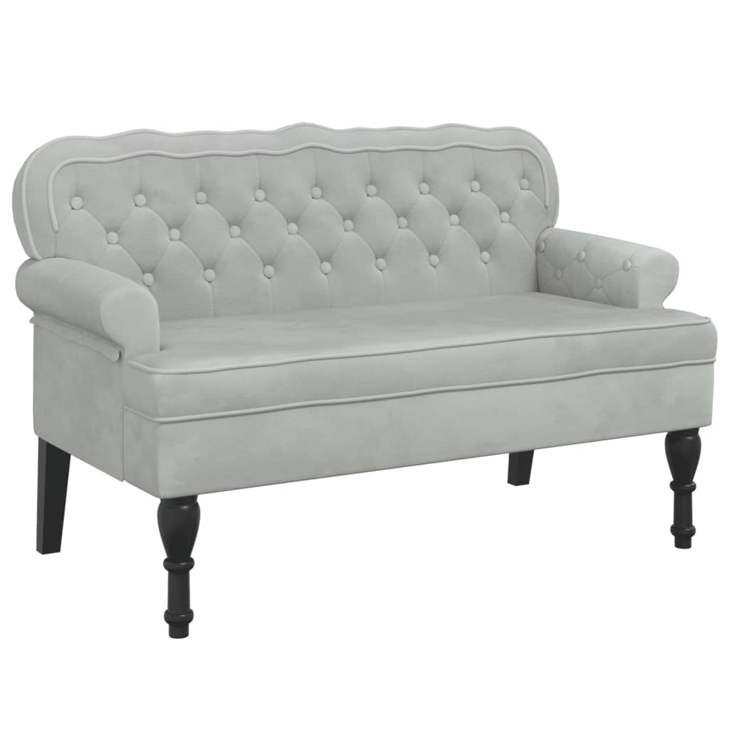 Bench with Backrest Light Grey 119.5x64.5x75 cm Velvet