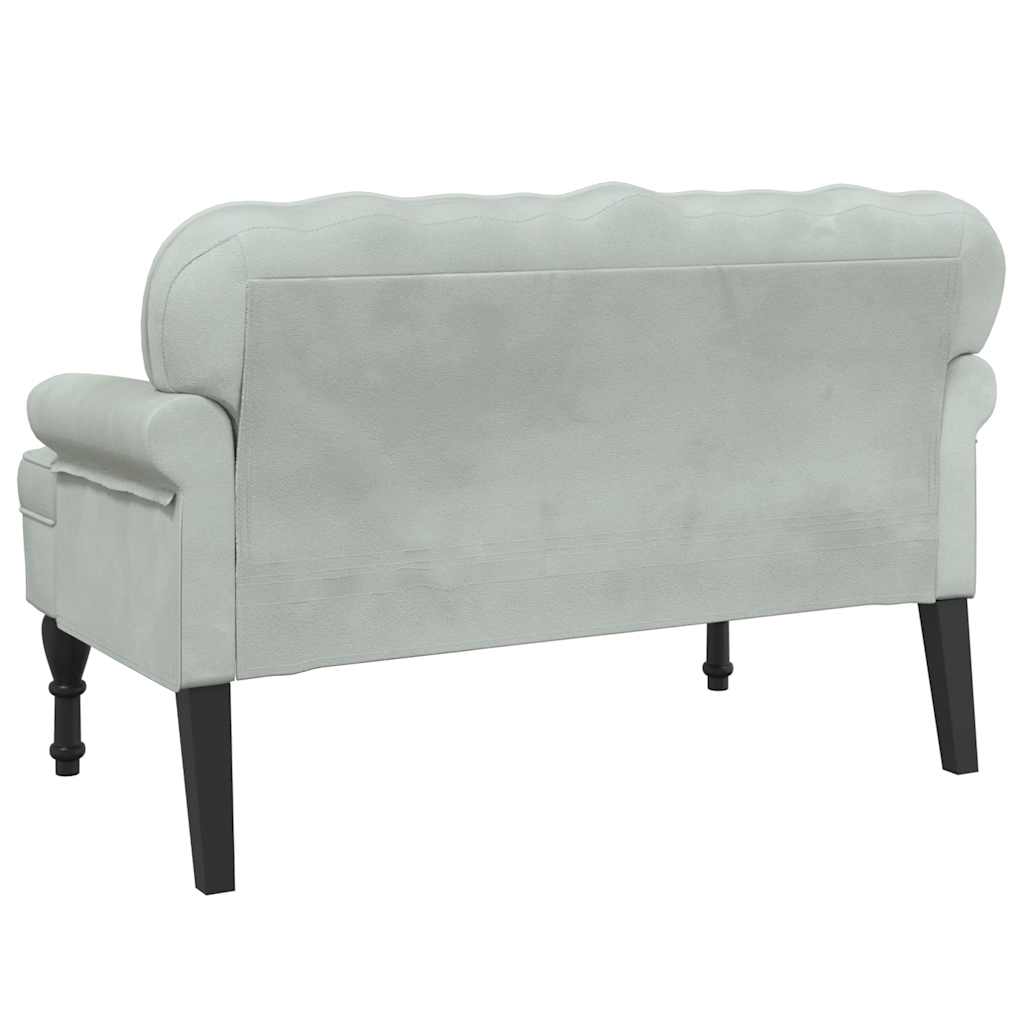 Bench with Backrest Light Grey 119.5x64.5x75 cm Velvet