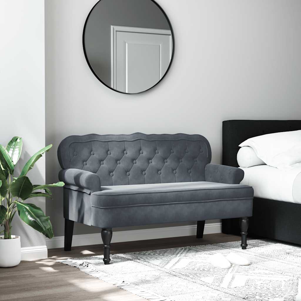 Bench with Backrest Dark Grey 119.5x64.5x75 cm Velvet