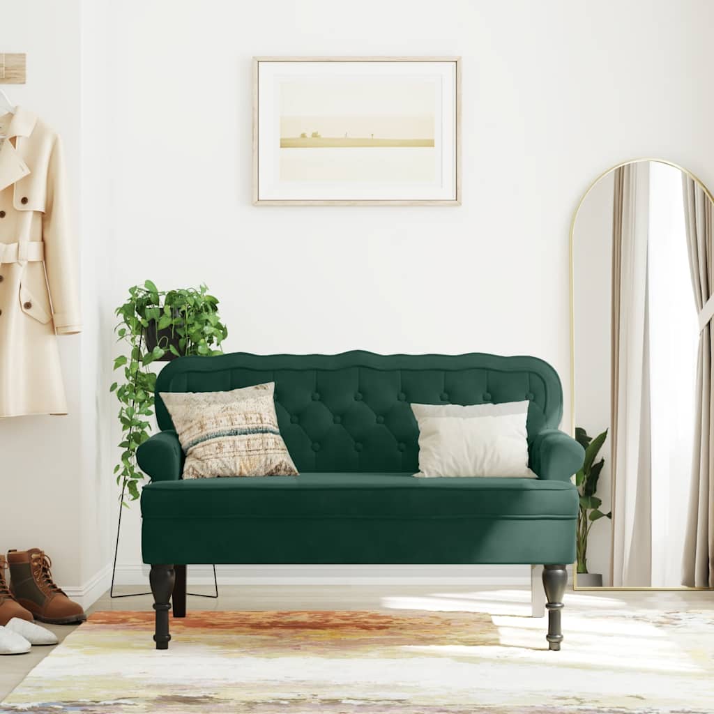 Bench with Backrest Dark Green 119.5x64.5x75 cm Velvet
