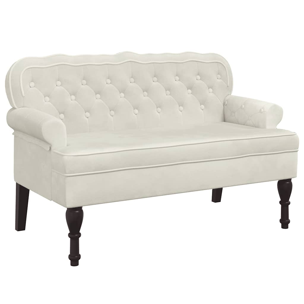 Bench with Backrest Cream 119.5x64.5x75 cm Velvet