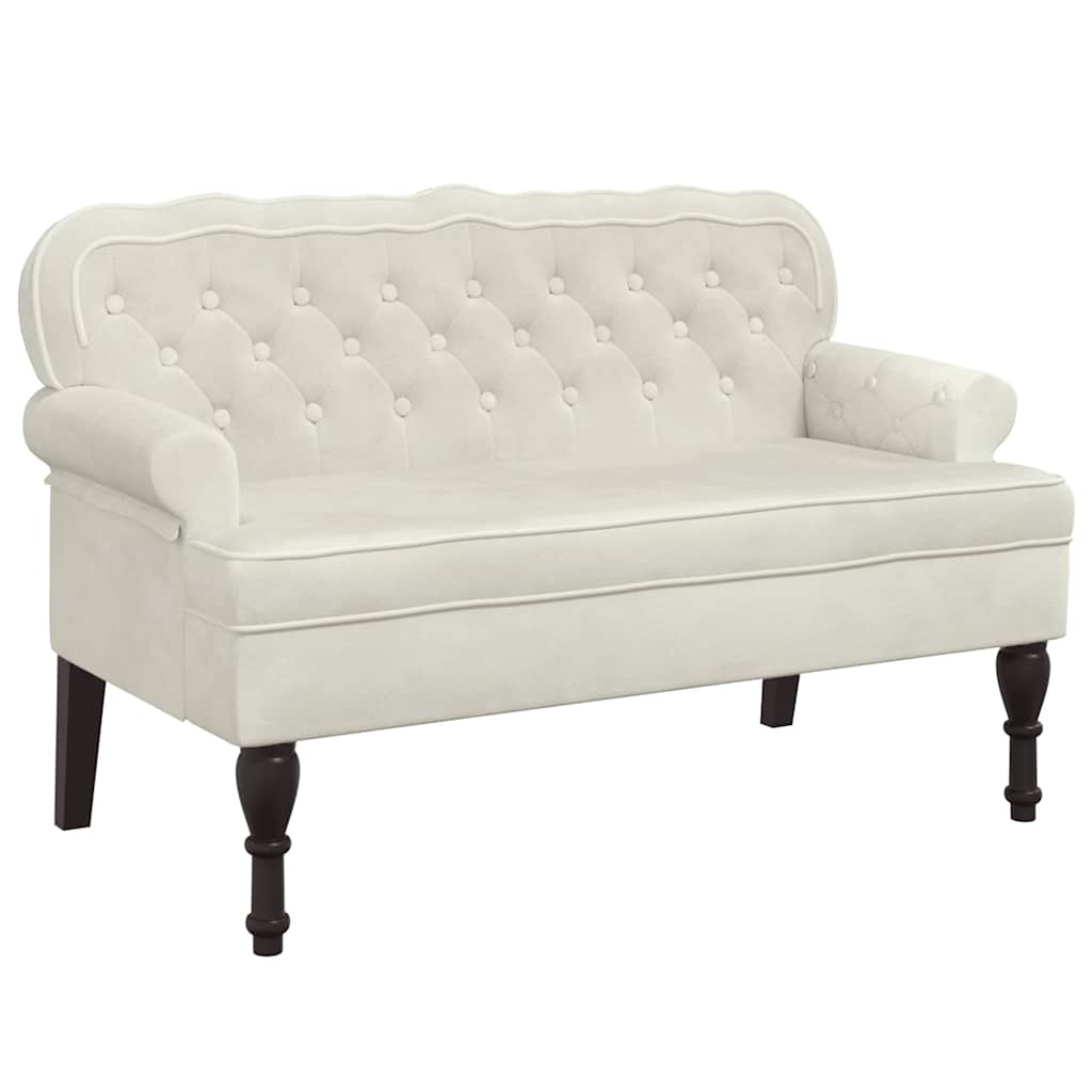 Bench with Backrest Cream 119.5x64.5x75 cm Velvet