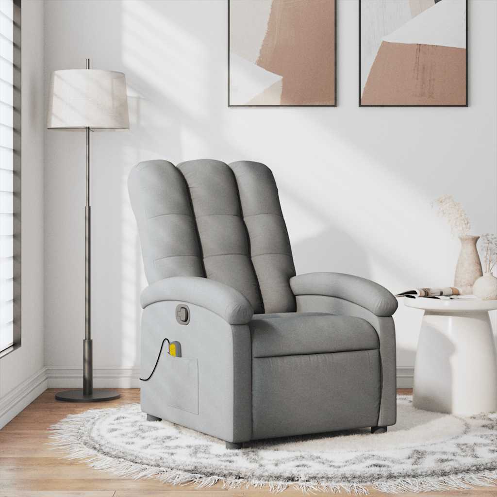 Massage Recliner Chair Light Grey Fabric