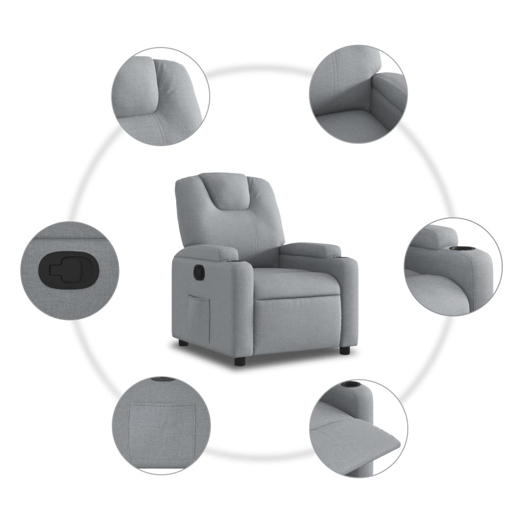 Recliner Chair Light Grey Fabric