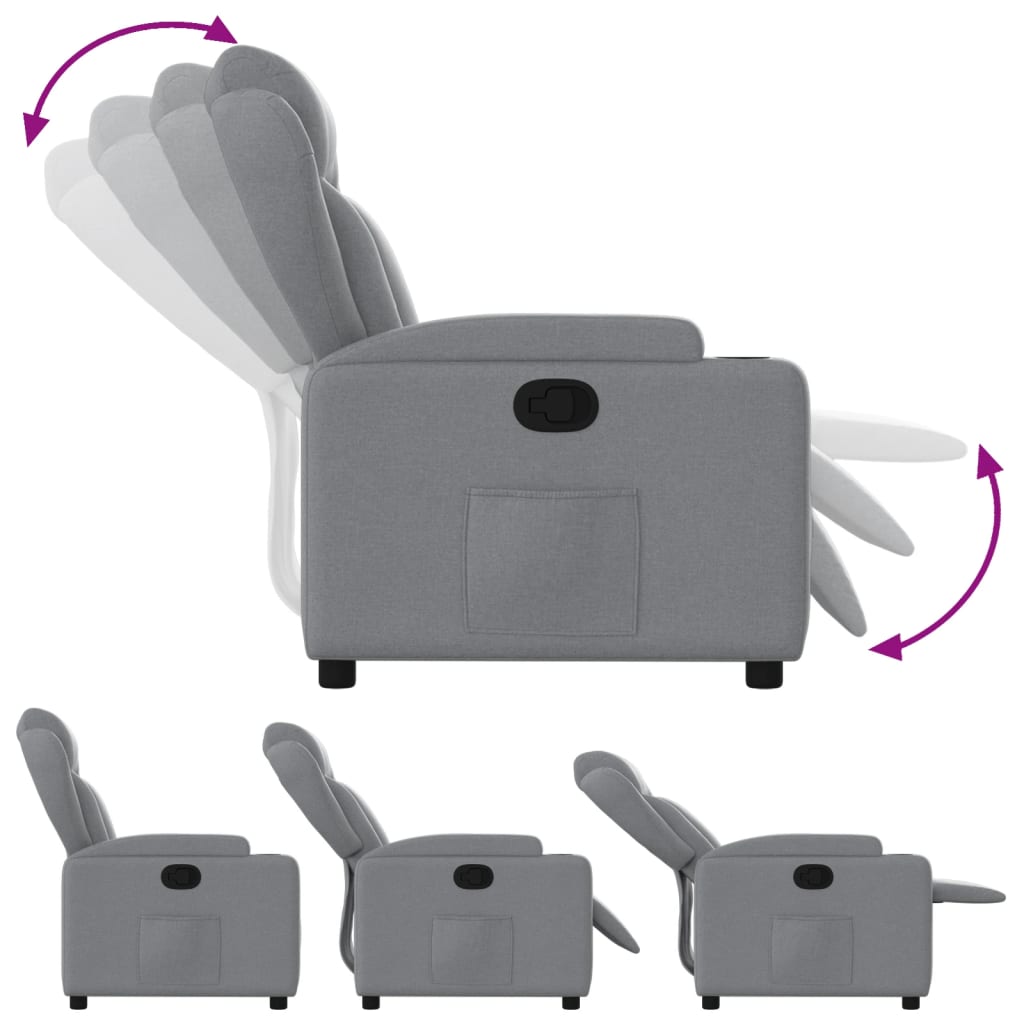 Recliner Chair Light Grey Fabric