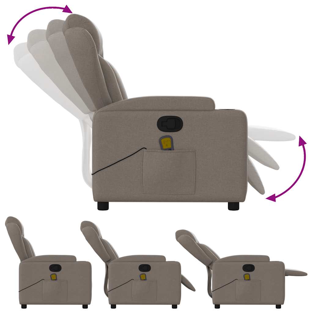 Massage Recliner Chair Taupe Fabric