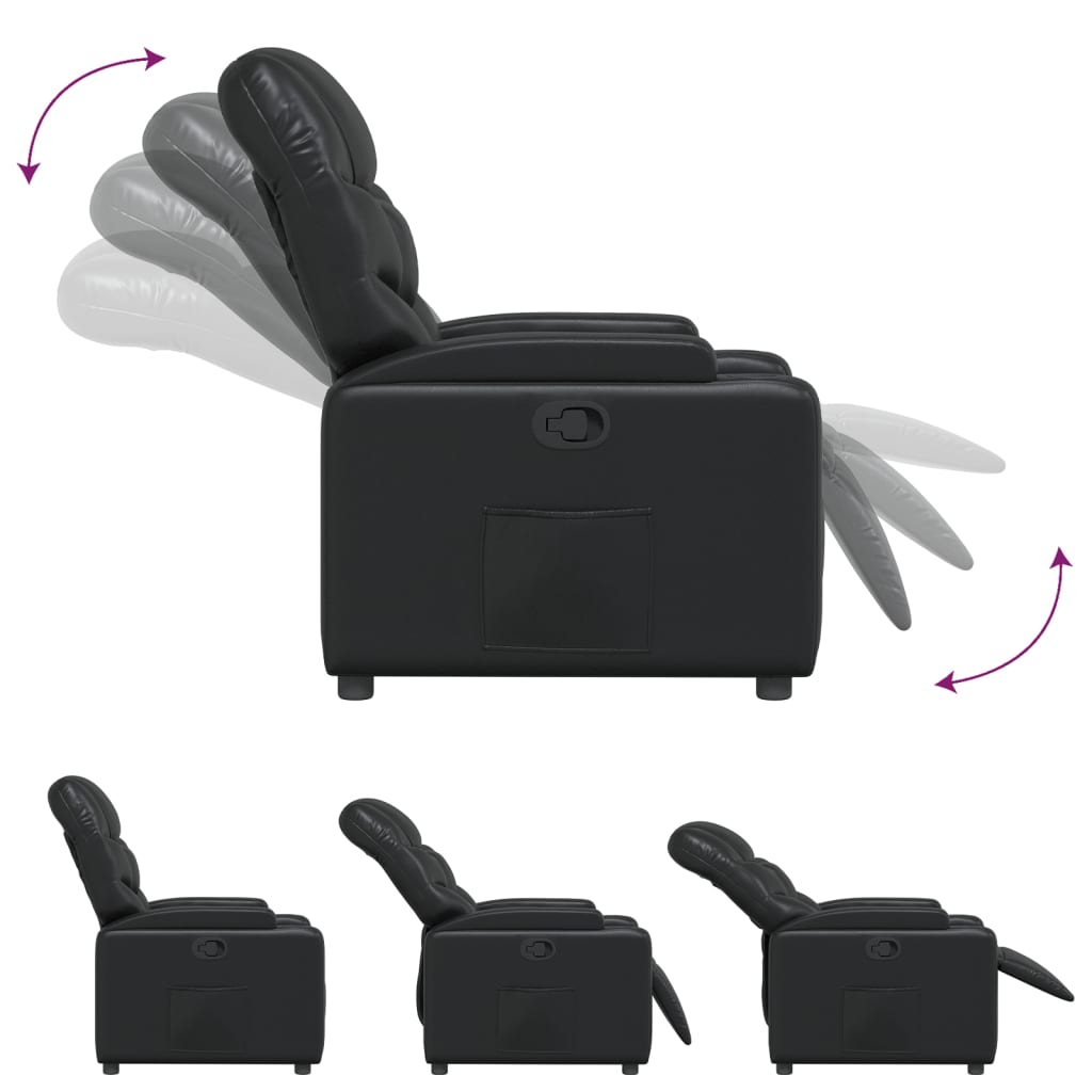 Recliner Chair Black Faux Leather