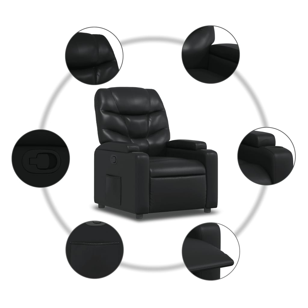Recliner Chair Black Faux Leather