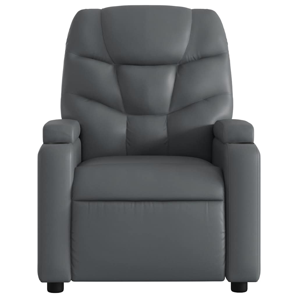 Massage Recliner Chair Grey Faux Leather