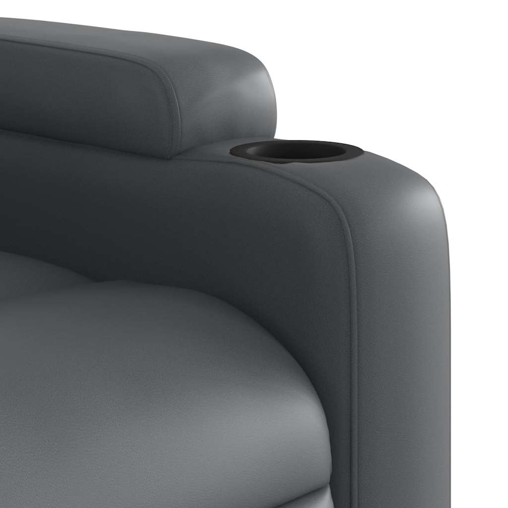 Massage Recliner Chair Grey Faux Leather