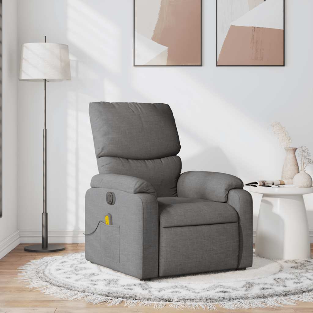 Massage Recliner Chair Dark Grey Fabric