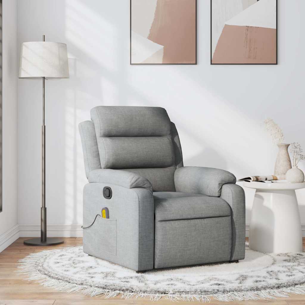 Massage Recliner Chair Light Grey Fabric