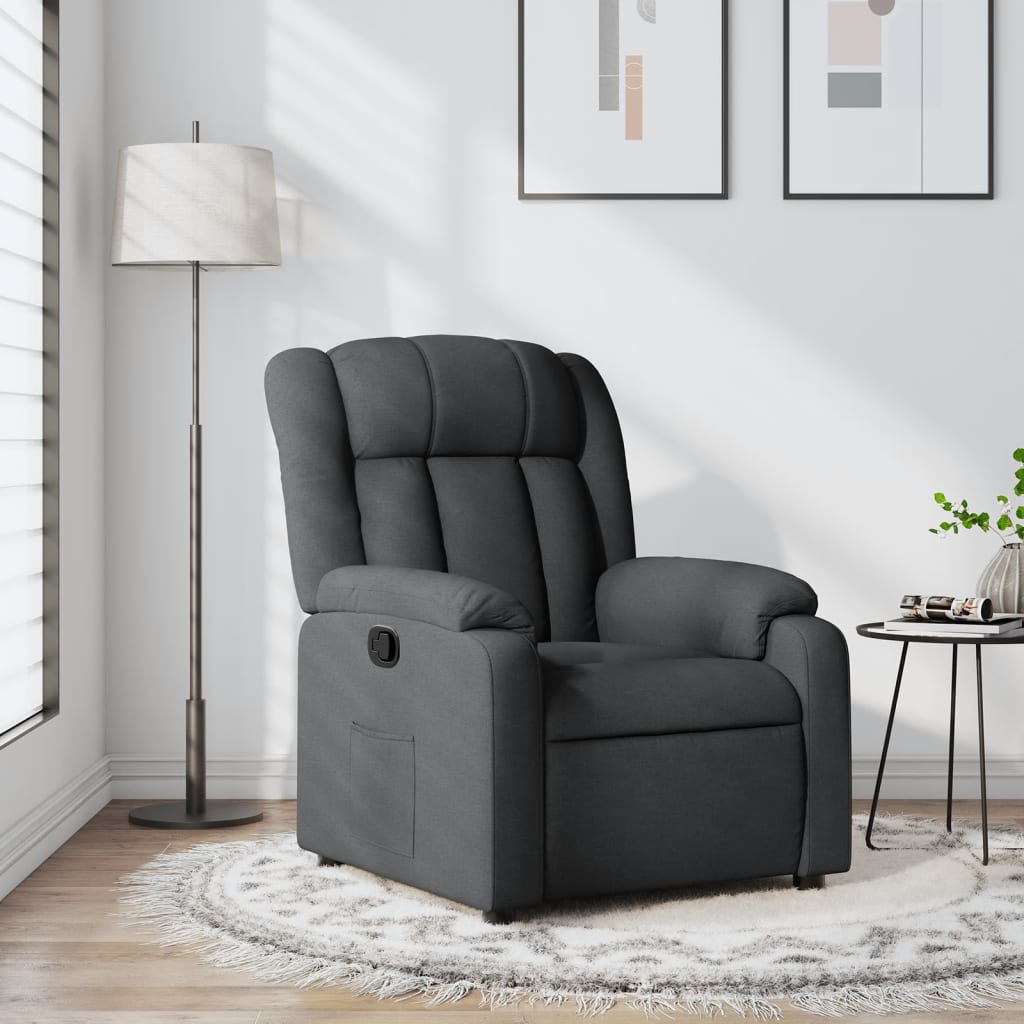 Recliner Chair Dark Grey Fabric