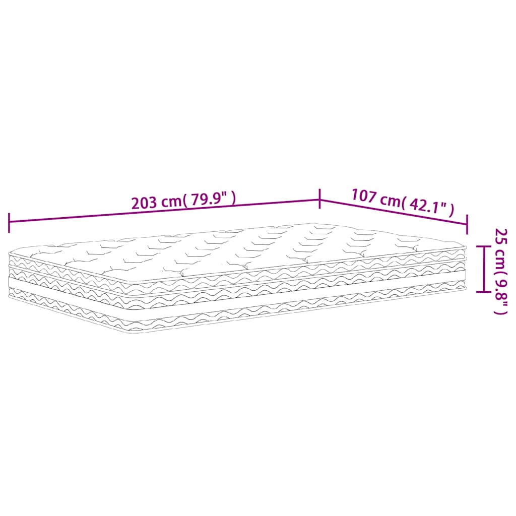 Pocket Spring Mattress Medium 107x203 cm King Single Size