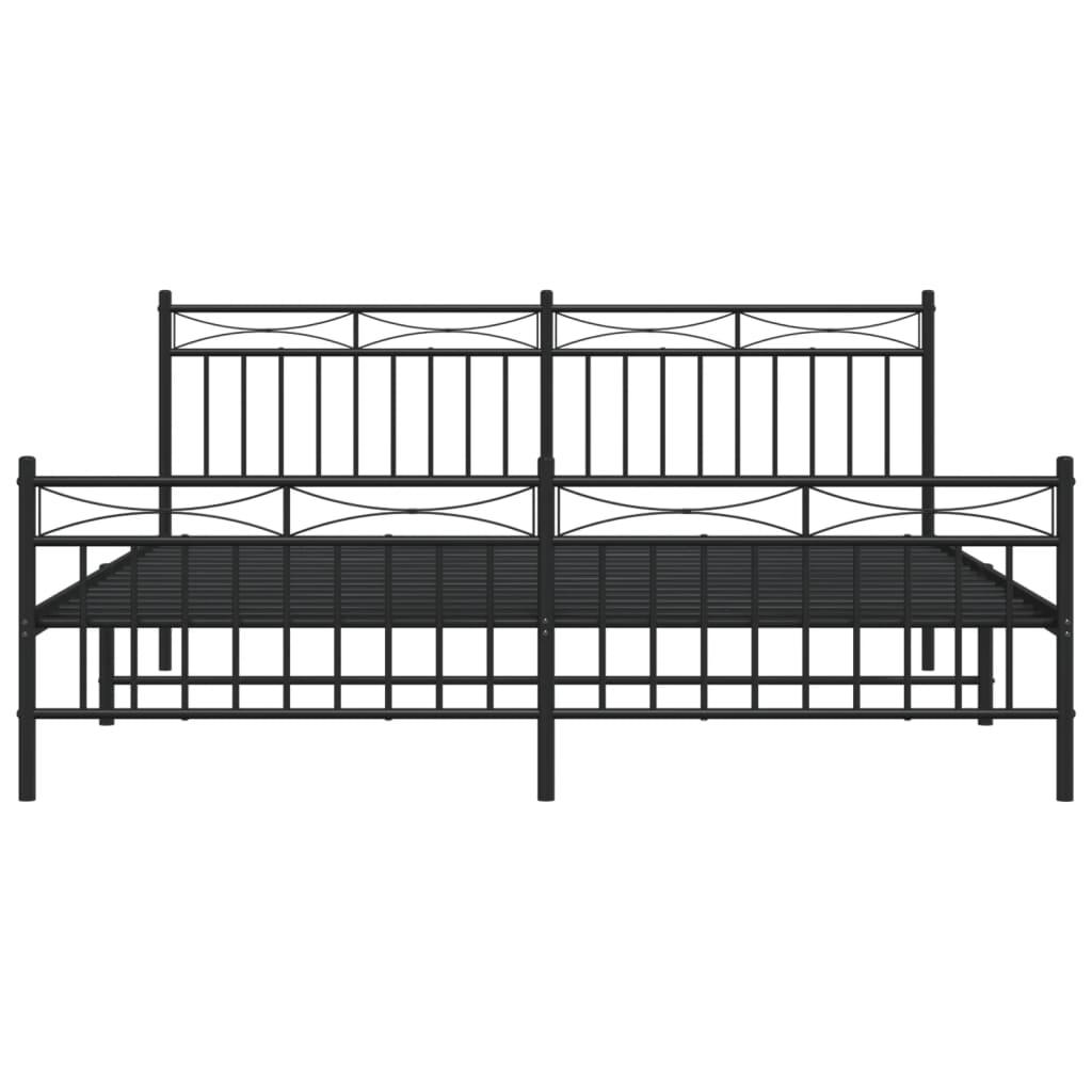 Metal Bed Frame without Mattress with Footboard Black 183x203 cm King